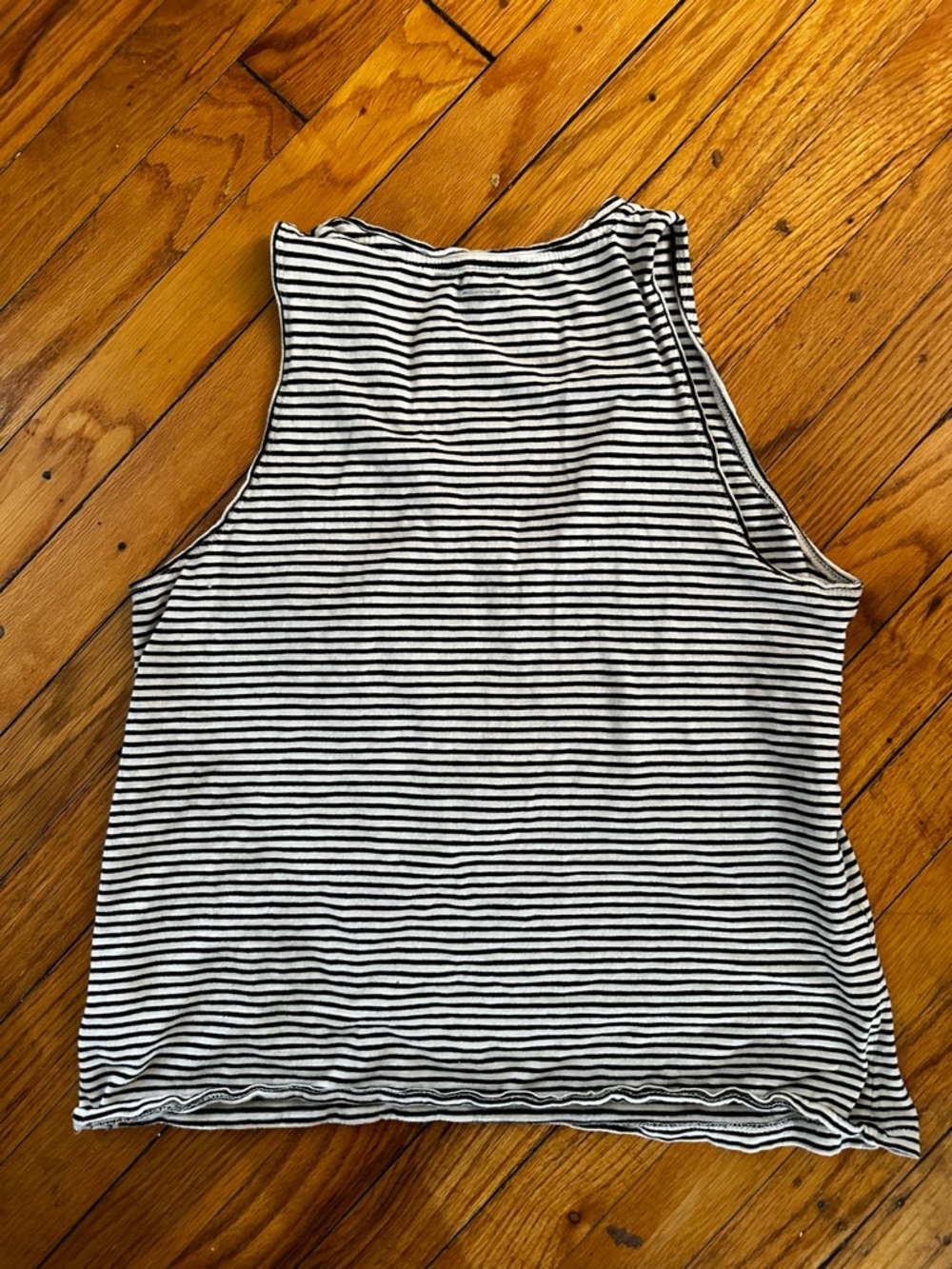 Madewell Whisper Cotton V-Neck Pocket Tank Top Striped Black White Medium - Picture 8 of 10